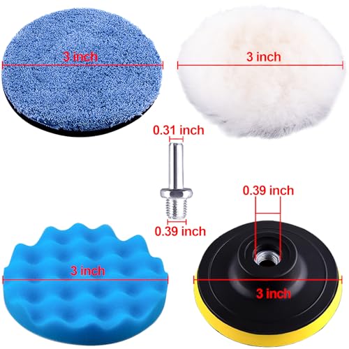 SIQUK 16 Pieces Buffing Pads 3 Inch Car Polishing Pad Kit Foam Polish Pads Wax Buffer Polisher Attachment for Drill - size: 3 Inch