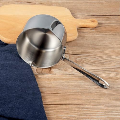 IMEEA 10oz/300ml Mini Butter Warmer Pot 18/10 Stainless Steel Small Sauce Pan with Dual Pour Spouts for Milk, Coffee, Single Serving - size: 10 fl oz