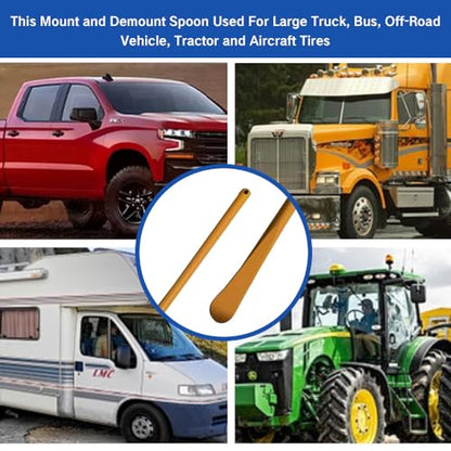 30" Tire Spoons Set of 2, Tire Iron Mount Demount Bars, Heavy Duty Tire Changing Tools for Semi Trucks, Off-Road Vehicles, Buses & Farm Tractors, Yellow (Yellow) - color: Yellow