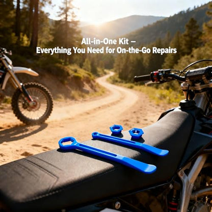 Motorcycle Tire Spoons,10/13/22/27/32(0.39''/0.51''/0.87''/1.06''/1.26'') Tire Iron Lever Tool Spoon Wrench Set Motorcycle Tire Change Kit Compatible with Pit/Dirt/MX Motorcycles XC SX(Blue) - color: Blue