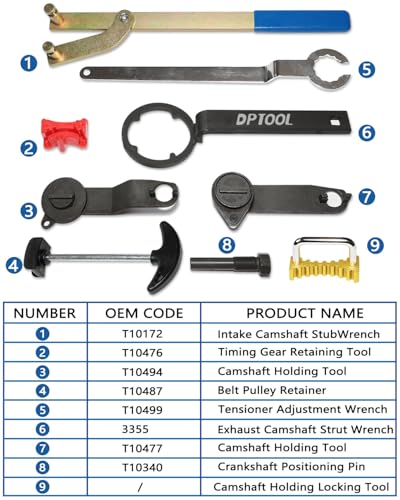 DPTOOL Engine Timing Tool Kit for VAG EA211 1.0 1.2L 1.4L 1.6L FSI TSI TFSI | 9pcs Camshaft and Crankshaft Timing Tool for VW Audi A3 Golf VII Jetta Skoda Octavia/Seat Leon Petrol Engine - size: 9PC