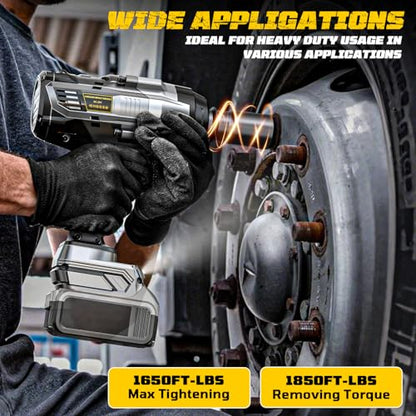 Cerycose 3/4" Cordless Impact Wrench Compatible with DeWalt 20V Battery, 1850 Ft-lbs (2500N·m) High Torque Brushless Impact Driver, 4 Sockets & Carrying Case, Heavy Duty for Trucks, Cars & Mowers - size: 3/4inch, style: Compatible with DeWalt& 4Sockets(No