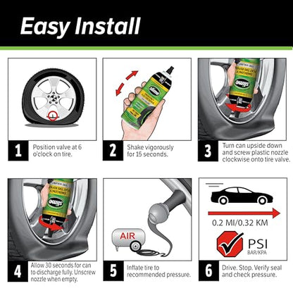 Slime 50165 Flat Tire Puncture Repair, Smart Spair Plus, Emergency Kit for Car Tires, Includes Sealant and Tire Inflator Pump, Suitable for Cars and Other Highway Vehicles, 12 Min Fix - size: Car/Trailer, style: 12 Mins Fix