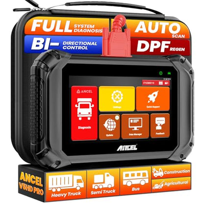 ANCEL V5HD PRO Heavy Duty Truck Scanner, Diesel Diagnostic Tool with DPF Regen & Bi-Directional Control, Full System Scan for Cummins Detroit Caterpillar Volvo Paccar, for Fleets & Truck Owners - style: V5HD PRO