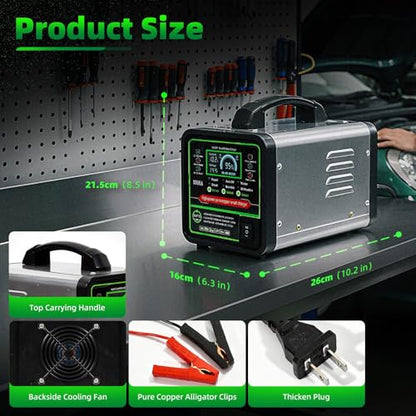 24V 12V Car Battery Charger Heavy Duty Trickle Charger for Car Battery 0-15A Smart Automotive Lead-Acid Battery Maintainer with Auto Off/Repair/Winter Modes LCD Display for Car Truck Boat Motorcycle