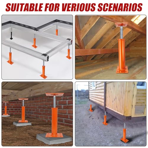 1 Pack 19-38 in Adjustable House Floor Jack, Steel, 11,000 lb Capacity | Built-In Rod Screw Floor Jack Post Adjusts Without Tools for Temporary Beam, Joist, Floor and Crawl Space Support - size: 1P 19-38 inch
