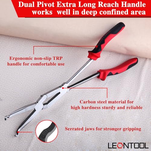 Extra Long Nose Hose Grip Pliers 13" Spark Plug Pliers Long Reach XL Pivot Ring Nose Plier Hose Removal Plier with Serrated Jaw Spark Plug Boot Puller for Hard to Reach Narrow Spaces,Small - style: Small Ring Nose