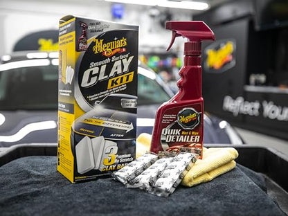 Meguiar's G191700 Smooth Surface Clay Kit, Safe and Easy Car Claying for Smooth as Glass Finish - size: 1 Count (Pack of 1), style: Clay Kit (180g)