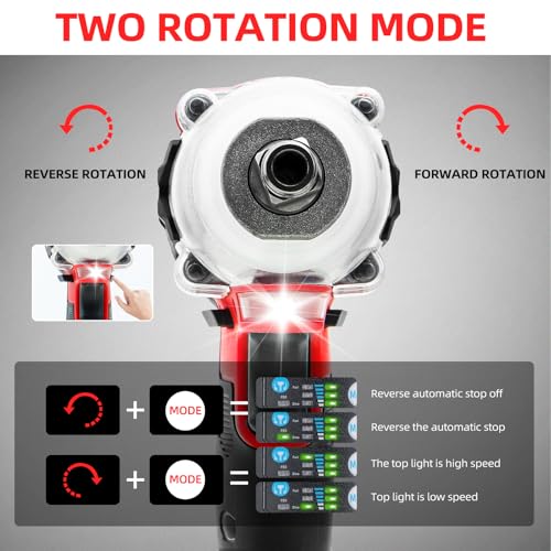 dogtooth 21V Cordless Impact Wrench 1/2 Inch, Compatible with Makita 18V Battery, Max Torque 580 N.M, Brushless Motor, Max 3200 RPM, 4 Sockets, 1 * 6.0 Ah Battery and Charger in Kit