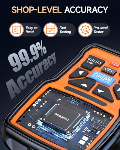 FOXWELL BT301 12V Car Battery Tester, Battery Load Tester 100-2000CCA Automotive Battery Tester Digital Alternator Starter Tester Cranking Charging Tester for Car Marine Truck SUV ATV (Upgraded BT100)