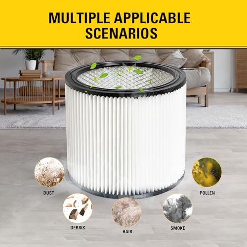 STANLEY Vacuum Filter Replacement 08-2501, Fit for Most 5-18 Gallon Wet Dry Vacuum Cleaner, Compatible with SL18115, SL18115P, SL18116, SL18116P, SL18191P, SL18199P, SL18117, SL18701P-10A, SL18410P-5A