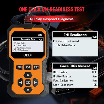 Professional OBD2 Scanner V410 & Car Diagnostic Tool – Auto Code Reader for All Vehicles, Engine Fault Code Reader Scan Tool with Live Data and Fix Suggestions Orange and Black