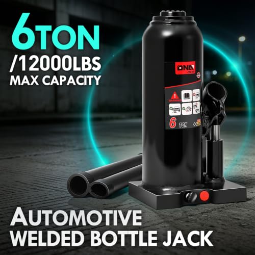 DNA Motoring 6 Tons / 12000 lbs Lifting Automotive Welded Hydraulic Bottle Jack for Car SUV Pickup Truck, Auto Repair, with Manual Handle & Carrying Storage Case, Black - color: black, style: 6 ton