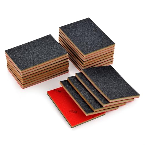 MAXMAN 20PCS Sanding Sponge Set, 180 Grit Soft Foam Hand Sander Block, 3x4 Inch Wet Dry Sandpaper, Ultra Fine Sandpaper Sponge, Reusable Sanding Pads for Metal Wood Furniture Models Drywall Polishing - style: 180 Grit