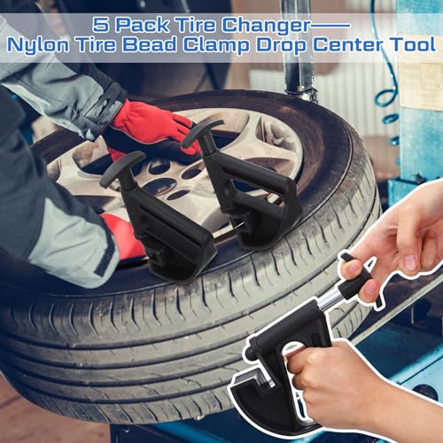 5 Pcs Tire Changer Heavy Duty Nylon Tire Bead Clamp Drop Center Tool Tire Mounting Tools Compatible for Coats Tire Changers