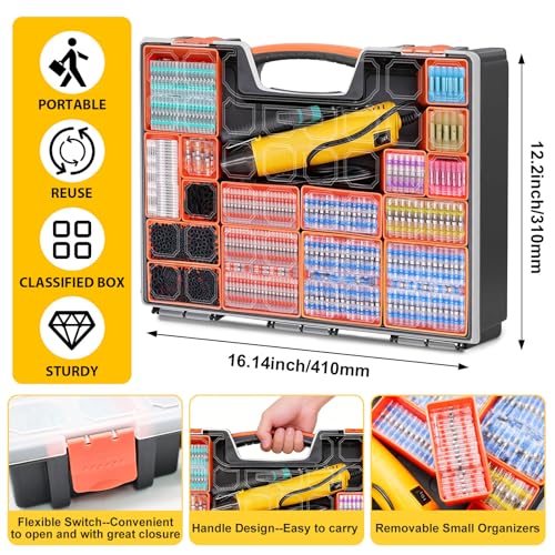 2066Pcs Heat Shrink Solder Seal Wire Connectors Kit with Heat Gun and Wire Stripper Crimping Tool, Waterproof Heat Shrink Wire connectors Electrical Wire Terminals for Marine Electrical - size: 2066Pcs with Heat Gun