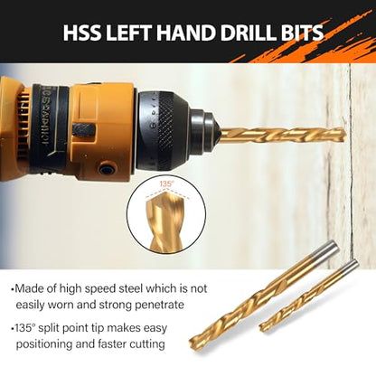 KENDO 46PC Bolt Extractor Kit - HSS Damaged Screw Extractor Set Remover for Stripped Screws Nuts & Bolts, Lug Nut Remover with ¼ Inch to ⅜ Inch Hex Socket Adapter - style: 46-PCS