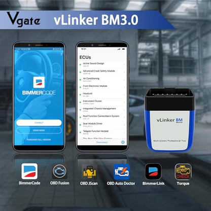 Vgate vLinker BM3.0 Bluetooth OBD2 Scanner Diagnostic Tool for Bimmercode | Code Reader OBD Adapter BMW Android Windows - size: BM3.0-Android & Windows