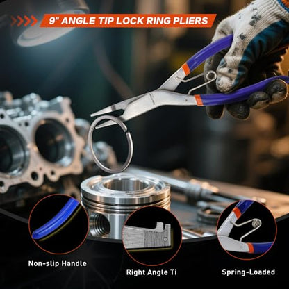 3-Pc Auto Electrical Disconnect Pliers Kit | 8" Straight & 60° Angle Electrical Disconnect, 9" Lock-Ring Plier, Connector & Snap-Ring Removal Tool for Cars, Storage Box - color: 3pcs Set-1