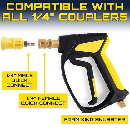 Clean Car USA Foam King™ 40° Pressure Washer Nozzle Guard, 1/4” Quick Connect - Stainless Steel Fire Hose Tip with Rubberized Protective Shield for High-Pressure Cleaning, Durable & Universal Fit - color: Nozzle Guard
