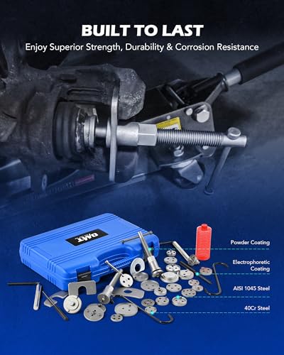 Orion Motor Tech 35 Piece Disc Brake Caliper Tool Kit, Heavy Duty Brake Caliper Compression Tool Kit for Brake Pad Replacement, Brake Piston Caliper Compressor Tool with 24 Adapters Fits Most Vehicles - size: 35pc