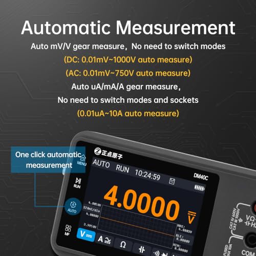 DM40A/B/C Digital Multimeter 59999 Counts, 4.5-Digit Rechargeable 3 in 1 Handheld Oscilloscope Multimeter Signal Generator,50M Sample Rate, Diode Test Automotive Tools (DM40C)