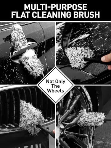Fantasticlean 7PCS Wheel Brush Kit for Cleaning Tires | Tire Brush, Soft Rim Brush, Flat Wheel Brush for Cleaning Wheels, Wheel Detailing Brush, Applicator Pads, Cars Trucks RVs - size: 7PCS-WDK003