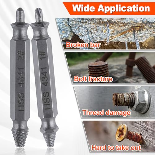 6Pcs Titanium Damaged Screw Extractor Set Damaged Screw Extractor Set Remover Kit for Stripped Screws Nuts & Bolts Bolt Etractor Kit for Easy Removal of Rusty Broken