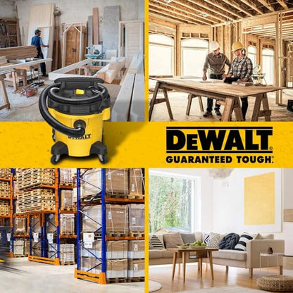 DEWALT DXV05P 5 Gallon Poly Wet/Dry Vac, 4 Peak HP Shop Vacuums with Attachments, Powerful Suction, 1-7/8" Hose, DXV05P, Yellow - size: 5 Gallon