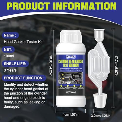 Head Gasket Tester Kit, Instant Accurate Detection, Safe on Material,3.3oz | Suitable for Cars Suvs Trucks Head Gasket Tester, High Sensitivity, Quick Detection, Prevents Engine Damage
