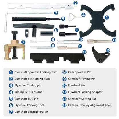 DPTOOL Engine Timing Tool Kit for Ford 1.4 1.5 1.6 1.8 2.0 Ecoboost 2.3 2.5 | for Mazda Camshaft Flywheel Locking Tools 1.6 Ti-VCT 1.5/1.6 VVT Cam Holding Tool 303-1097 303-1550 303-1556 303-1552 303-651 - size: 18PCS