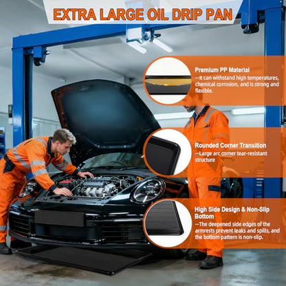 3 Pcs Extra Large Oil Drip Pan, Oil Drip Tray for Under Car, 35.4 X 24 X1.5 In Auto Oil Drip Pan, Plastic Catch Replacement Drain Tray for Garage Floor Clean, Fridges, Washing Machine, Cat Litter Box - size: 3 Pack