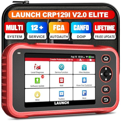 LAUNCH CRP129I V2.0 OBD2 Scanner, New Upgrade of CRP123 Diagnostic Tool for Car, ABS/SRS/AT/Engine Code Reader, 12 Reset Functions, FCA AutoAuth & Auto VIN, CANFD & DoIP, Lifetime Free Updates