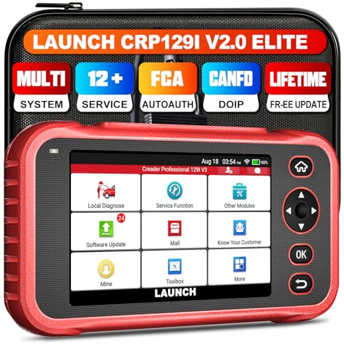 LAUNCH CRP129I V2.0 OBD2 Scanner, New Upgrade of CRP123 Diagnostic Tool for Car, ABS/SRS/AT/Engine Code Reader, 12 Reset Functions, FCA AutoAuth & Auto VIN, CANFD & DoIP, Lifetime Free Updates