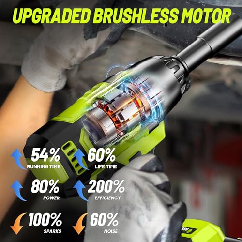 Cordless Impact Wrench 1/2 Inch, 480Ft-lbs (650N.m) Brushless High Power Impact Wrench Tool with 2x4000mAh Battery, 2500RPM High Torque Impact Gun, 7 Sockets for Home Car/Truck RV/Mower -2025 Upgraded