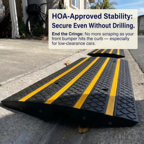 4 FT Rubber Curb Ramps for Driveway 2 Pack Car Vehicle Curbside Ramp | Heavy Duty 33,000 lbs Capacity Low Profile Slope Ramps, 2.6" Rise Anti-Slip for Vehicles RVs Truck Wheelchair Motorcycles - size: 48.8-inch-Long,2-Pack