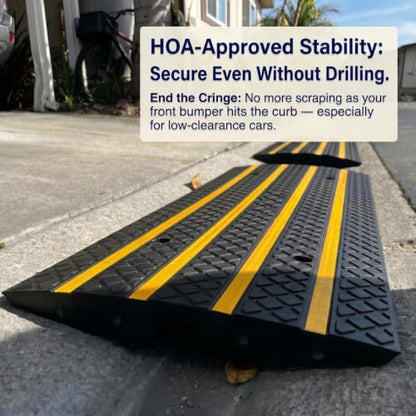 4 FT Rubber Curb Ramps for Driveway 2 Pack Car Vehicle Curbside Ramp | Heavy Duty 33,000 lbs Capacity Low Profile Slope Ramps, 2.6" Rise Anti-Slip for Vehicles RVs Truck Wheelchair Motorcycles - size: 48.8-inch-Long,2-Pack