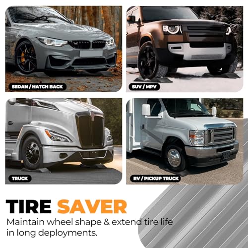 Auto Dynasty Tire Saver Ramps with Interlock Anti-Slip Design, Car Tire Wheel Chock for Tire Prevention and Vehicle Storage, 80,000 Pounds Load Capacity, Easy to Carry, Pack of 4