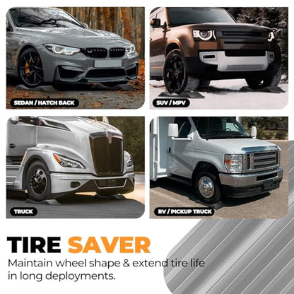 Auto Dynasty Tire Saver Ramps with Interlock Anti-Slip Design, Car Tire Wheel Chock for Tire Prevention and Vehicle Storage, 80,000 Pounds Load Capacity, Easy to Carry, Pack of 4