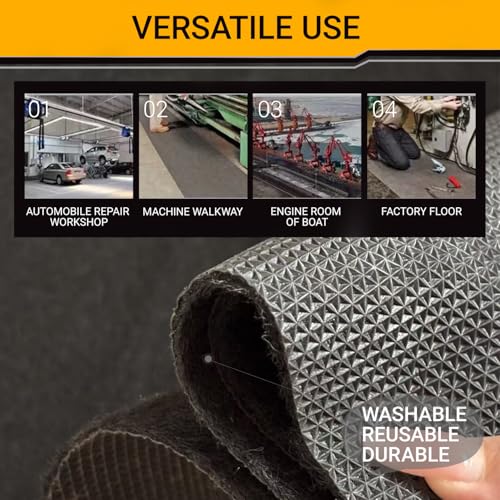 Oil Spill Mat, Absorbent Grease Garage Floor Protector Under Car Auto Repairs, Oil Change Leak Resistant Heavy Duty Rubber Mat for Driveway Tractor Mower, 64" x 32" Black - size: 64" x 32"