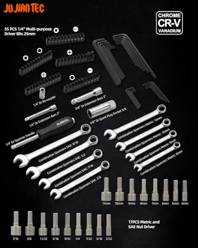 201-Piece Mechanics Tools Set, 1/2'', 1/4'', 3/8'' Drive - size: 201pcs