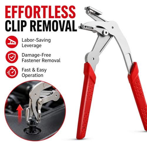 Car Clip Pliers, Auto Fastener Clip Removal Pliers, Spring Loaded Trim Removal Tool for Door Panel, Bumper Rivets, Interior Exterior Automotive Plastic Fasteners