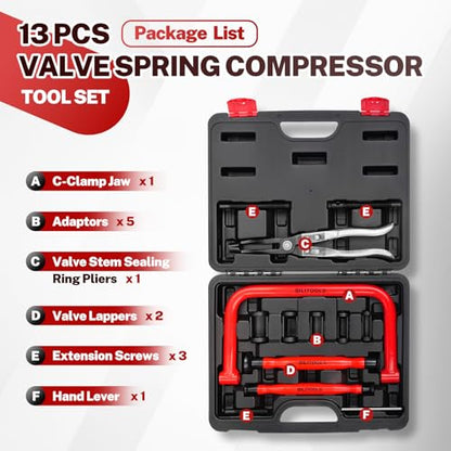 BILITOOLS 13pcs Valve Spring Compressor Tools, Valve Lapping/Grinding Tool | Straight Valve Stem Seal Plier, for ATV, Car, Motorcycle, Small Engine Equipment - size: 13pcs