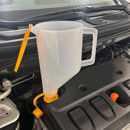 Cuifati Universal 1.5 Quart No Spill Engine Oil Funnel Kit with 14 Adapters, Wide Mouth Design Transparent Body for Multiple Vehicle, 15pcs Automotive Oil Funnel Set for Easy Fill