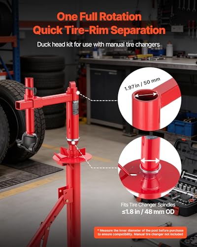 VEVOR Manual Tire Changer Duck Head Kit with Silver Cone, Fit for 16"-21" Wheels, Heavy Duty Manual Tire Changer Duck Head Adapter Kit, Mounting and Demounting Tool for Most Cars, SUVs, Trucks, ATVs - style: Duck Head