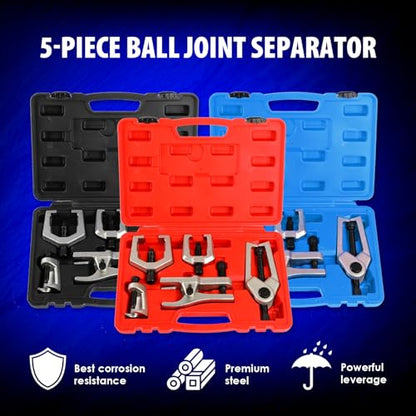 Yonligonju 5pc Ball Joint Separator, Splitter Removal Kit, Ball Joint Removal Tool Set Pitman Arm Puller, Tie Rod End Tool Set for Front End Service(red)
