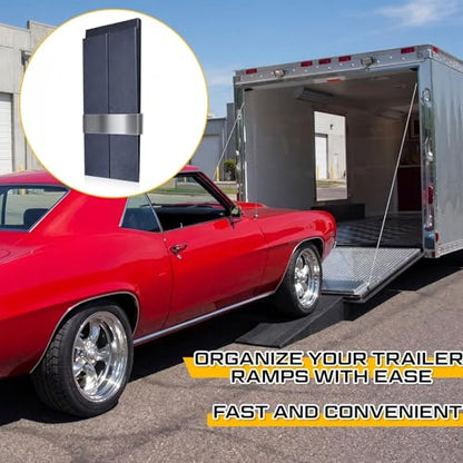 Wesiti Trailer Ramp Organizer Rack,Fits 5" Height Ramps with 4.3° Approach Angle,Lightweight Aluminum Vertical Storage Mount,Wall Mounted Holder for Race and Utility Trailers