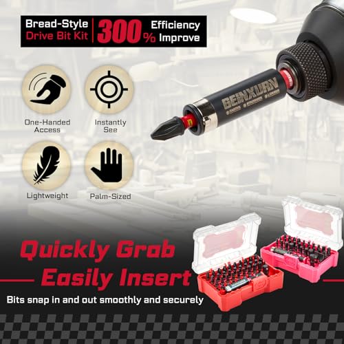 Geinxurn 64Pieces Impact Screwdriver Bits Set, S2 Steel Magnetic Phillips/Slotted/Square/Torx/Hex Muliti Insert Bits Tips Set with Impact Bit Holder and 1/4”Socket Adapter(Storage Box Case) - style: FQ064025-A