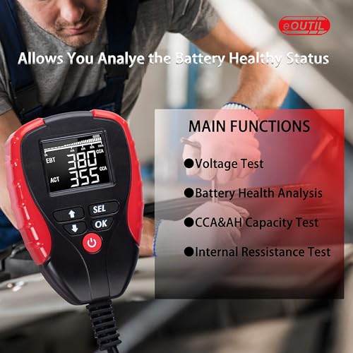 12V Car Battery Tester, Auto Battery Load Analyzer with LCD Display - Test Battery Life Percentage,Voltage, Resistance and CCA Value (AE310-1)