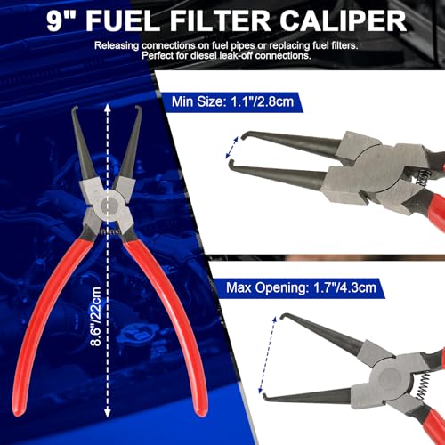 DASBET 5PCS Fuel Line Pliers Set Hose Remover Tool | Heavy-Duty Hose Clamp Pliers Set with Filter Caliper, Hose Pipe Clamp Clip Hose Clamp Tool Disconnect Pliers